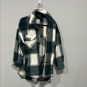 Women’s Green and White Plaid Shacket